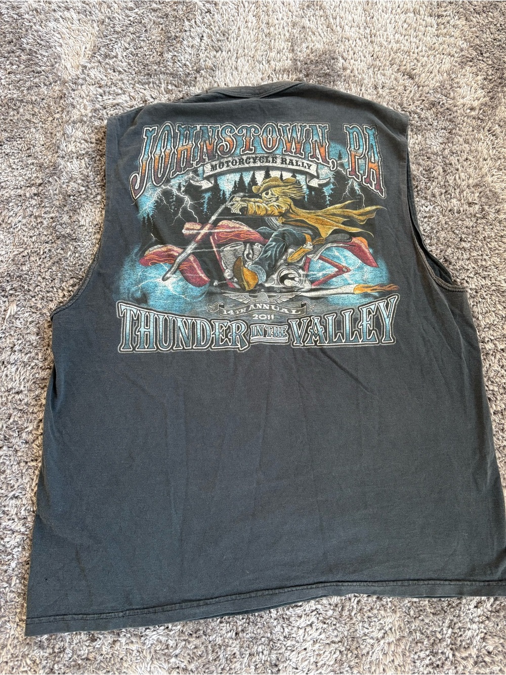 Distressed Motorcycle Shirt Cutoff Sleeves Medium/Large